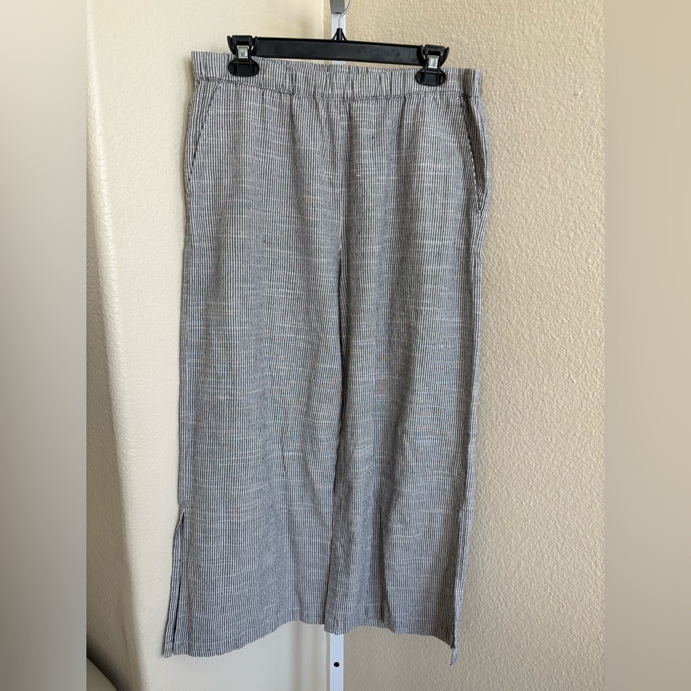 Fresh Produce Cotton-Blend Wide Leg Pants in Black / White Stripes - Size M